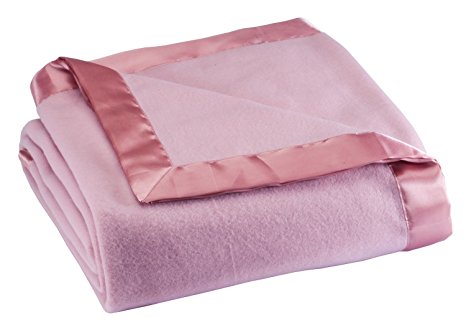 Satin Fleece Blanket, Full Queen, Rose - Blankets - Powered