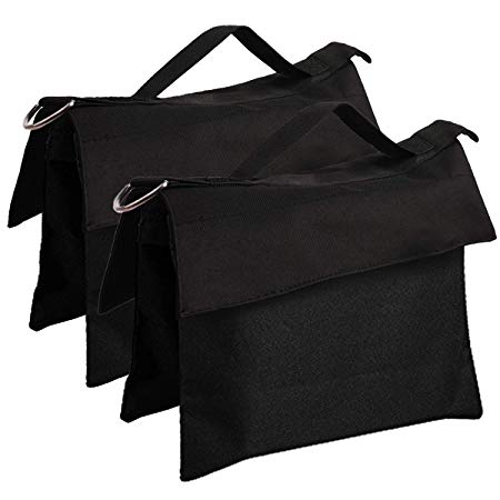 ABCCANOPY Sandbag Saddlebag Design 4 Weight Bags for Photo Video Studio Stand, (New Type of Black-2pcs)