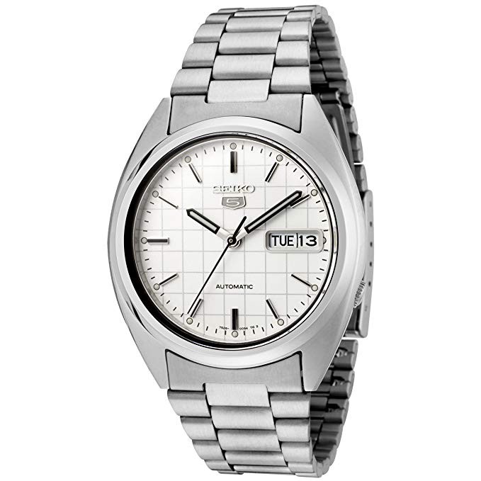 Seiko Men's 5' Japanese Automatic Stainless Steel Casual Watch, Color:Silver-Toned (Model: SNXF05)