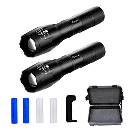 Rvxigzvi Handheld Flashlight, 5 Modes 1000 Lumen Camping Torch Portable LED Tactical Light,Waterproof Rechargeable 18650 Battery and Charger Included