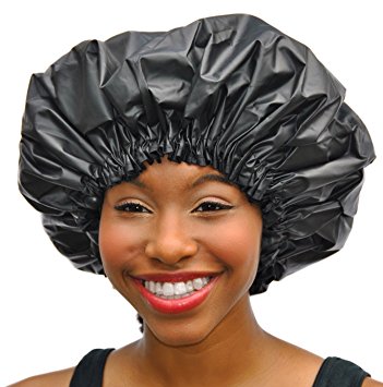 Shower Cap - Extra Large Adjustable Satin Lined Water Proof ShowerCap By Simply Elegant: The Satin Dream Shower Cap X-Large and Extra Cute - The Ultimate in Long Hair Protection (Patent Pending)