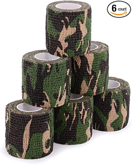 Uning Self-Adhesive Protective Camouflage Tape Wrap 5CM x 4.5M Tactical Camo Form Multi-Functional Non-Woven Fabric Stealth Tape Stretch Bandage for Outdoor Military Hunting