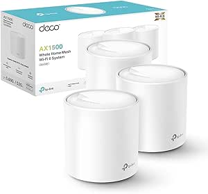 TP-Link Deco X1500(3-pack) Router WiFi 6 Mesh AX1500Mbps, 2 Porte Ethernet Gigabit, Controllo Parental, Router e Ripetitore, Compatibile con Amazon Alexa, 3 Pezzi con Copertura Fino a 520 ㎡