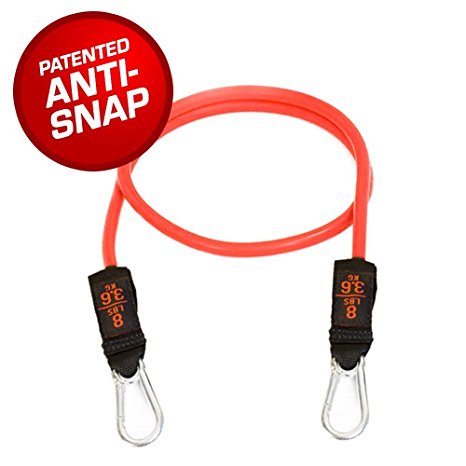 Bodylastics SINGLE Resistance Tube Bands with large IRON CARABINER CLIPS ATTACHED, highest quality dipped Malaysian Latex, and patented Anti-Snap technology.