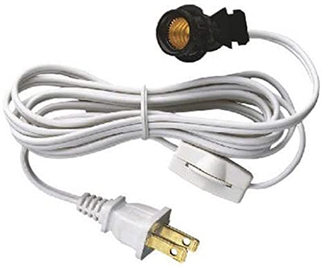 Westinghouse 70108 6-Foot Cord Set with Snap-In Pigtail Candelabra-Base Socket and Cord Switch, White