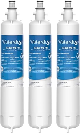 Waterdrop 847200 Refrigerator Water Filter Replacement for Fisher & Paykel Water Filter 847200, 3 Filters