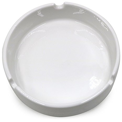 Teagas Glossy White Ceramic Cigarette Ashtray Outdoors and Indoors