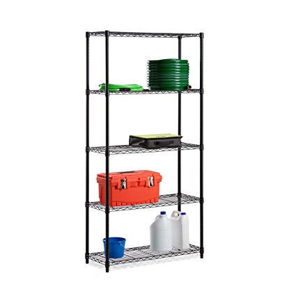 Honey-Can-Do SHF-01442 Adjustable Industrial Storage Shelving Unit, 200-Pounds Per Shelf, Black, 5-Tier, 36Lx14Wx72H