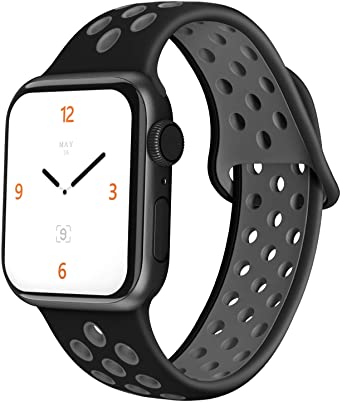 iGK Compatible with Apple Watch Band 38mm 40mm 42mm 44mm, Soft Sport Straps Wristbands Replacement for iWatch Series 5/4/3/2/1, Sport, Nike , Edition