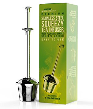 Squeezy Tea Strainer - Premium Stainless Steel Tea Infuser with plunging tea squeezing action - 1 Tea Strainer