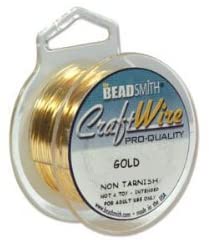 Beadsmith Craft Wire 26 Gauge Gold Color Round Wire 15 Yards