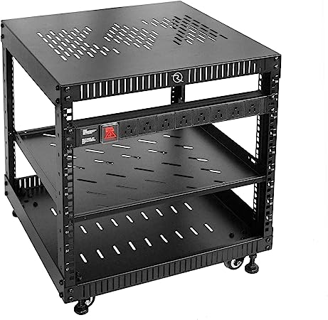 RIVECO 9U Network Rack with Reinforced Top & Bottom Vented Plates- 4 Rolling Wheels Floor Standing Rack for 19" Equipment & Stereo Gear- Including 1PC 1U Rack Shelf & Basic Rail Mount PDU Power Strip…