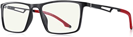 MERRY'S Unisex Blue Light Blocking Aluminum Glasses for Women Men Lightweight Computer Games Glasses Readers Eyeglasses (53mm, Black&Red)