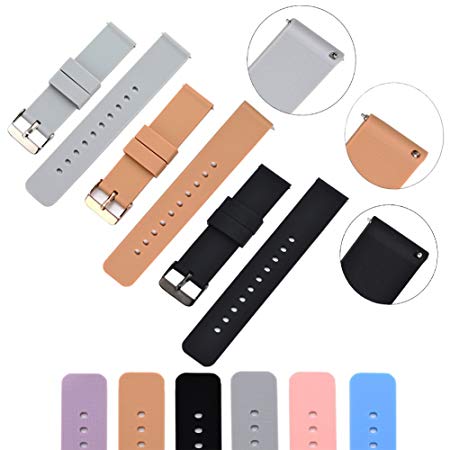 XiangMi Soft Silicone Watchband Strap Quick Release Rubber Surface with Textured Non-Slip Back - Variety Color & Size for Choose - Watch Starp for Women Men