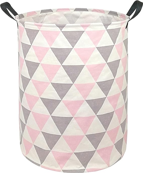 Laundry Hamper Toys Box Storage Bins Canvas Waterproof Collapsible Clothes Organizer Basket with Handle Freestanding Large Cute Light Weight for Home Kids Baby Room(Triangle)