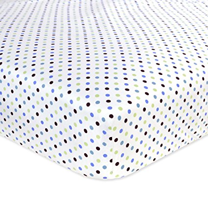 Carter's Cotton Fitted Crib Sheet, Blue/Green Dots