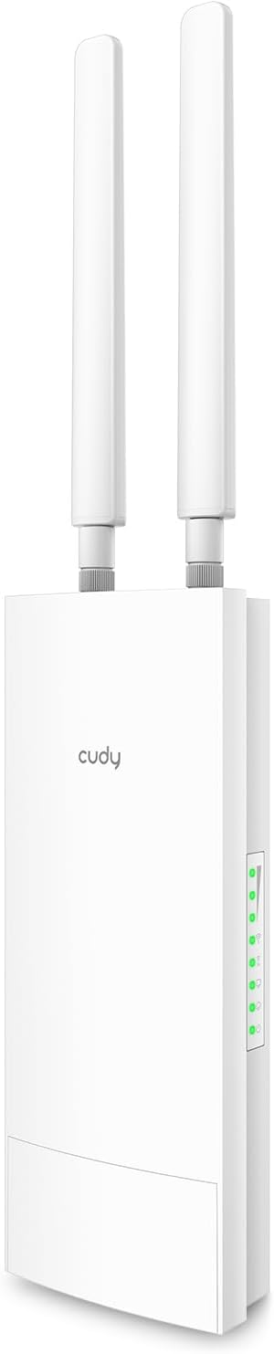 Cudy Módem Router 4G LTE Cat 4 para Exteriores Desbloqueado con Ranura SIM, AC1200 WiFi, IP65, Antenas Desmontables, Adaptador PoE pasivo Incluido, Montaje en Poste o Pared, DDNS, VPN, LT500-Outdoor