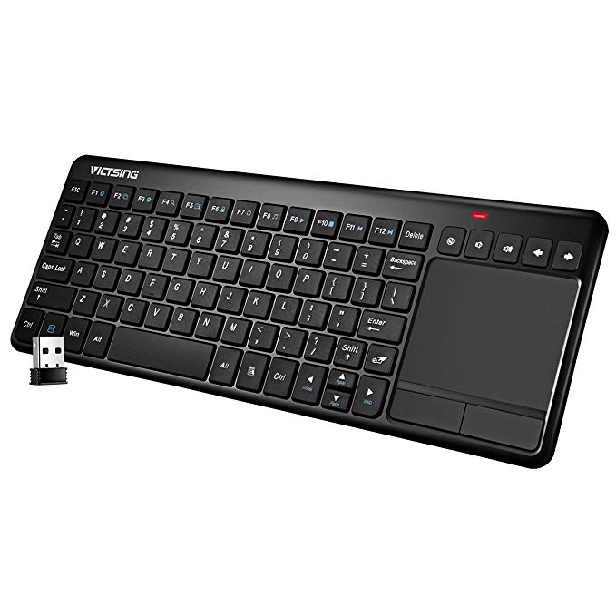 VicTsing Wireless Touch Keyboard, 2.4Ghz Wireless Keyboard, Ultra-Slim and All-in-One USB Wireless Touchpad, with Built-in Multi-Touch Trackpad for Smart TV PC Tablet HTPC Laptop Android