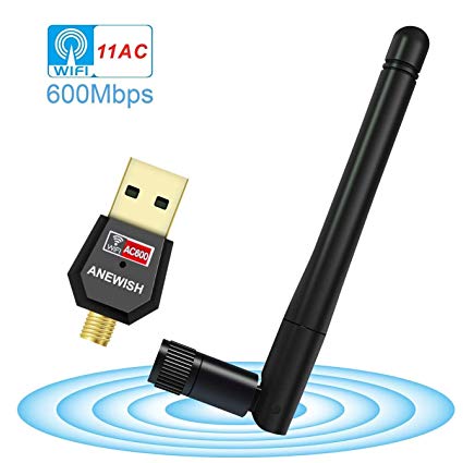 Wifi DongleANEWISH 11AC600M DualBand Wireless USB Wifi Adapter with 2DBI antenna for PC/Desktop pc/Laptop / Tablet (AC600M Dual Band)