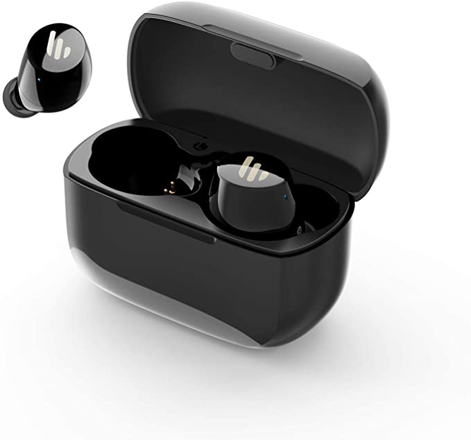 Edifier TWS1 True Wireless Earbuds - Up to 32 Hour Battery Life with Charging Case and Mic, Bluetooth v5.0 aptX, IPX5 Splash & Sweatproof, Easy Pairing - Black