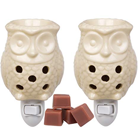 Deco Plug-in Fragrance Wax Melt Warmer, Set of 2 Includes 4 Wax Cubes - Owl
