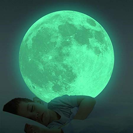 Beautyonline Glow In The Dark Moon Wall Decals 20cm Wall Sticker Luminous Sticker At Night Removable Adhesive Wall Decal For Kids Boy And Girl Bedroom