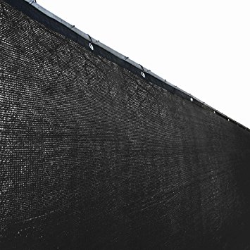 ALEKO 6' x 50' Black Fence Privacy Screen Outdoor Backyard Fencing Privacy Windscreen Shade Cover Mesh Fabric With Grommets