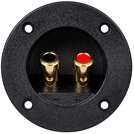 Parts Express Round Speaker Terminal 2-7/8 - Inch Gold Spring-Loaded