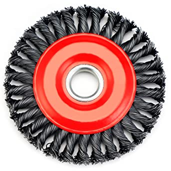 TILAX Wire Wheel Brush, Knotted Twist Wire Wheel for Angle Grinder with 5/8 Inch Arbor, 4 Inch Diameter and 0.019 Inch Carbon Steel Wire for Heavy-Duty Use of Various Metals