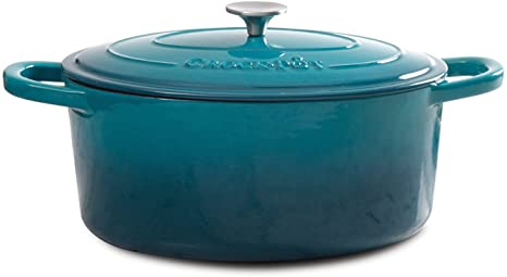Crock Pot 109469.02 Artisan Round Cast Iron Dutch Oven with Non-Stick Surface, 5 Quart, Teal Ombre