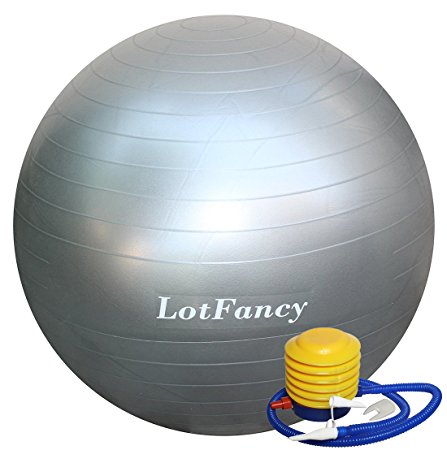 LotFancy Anti-Burst Exercise Ball with Foot Pump - Ideal for Fitness Balance Yoga Stability Pilate, 55cm/65cm/75cm Available