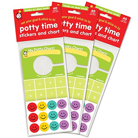 Potty Time Stickers and Chart, Hooks Onto Door Knob: Value 3 Pack