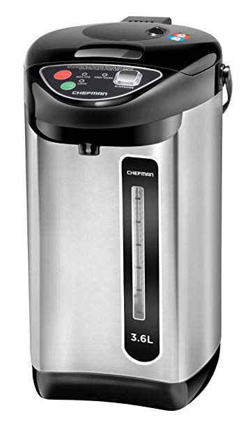 Chefman Instant Electric Hot Pot Coffee Urn w/Auto & Manual Dispense Buttons, Safety Lock, Easy Water View Window, Auto-Shutoff & Boil Dry Protection, Stainless Steel, 3.6L/3.8 qt/20  Cups