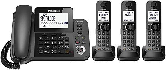 Panasonic KX-TGF383M Link2Cell Bluetooth Corded / Cordless Cordless Phone and Answering Machine with 3 Cordless Handsets (Renewed)