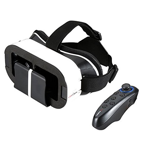 BUYKUK 3D VR Headset 3D VR Glasses 3D VR Headset Virtual Reality Adjustable Lens and Strap for iphone or Android for 3D Movies and Games