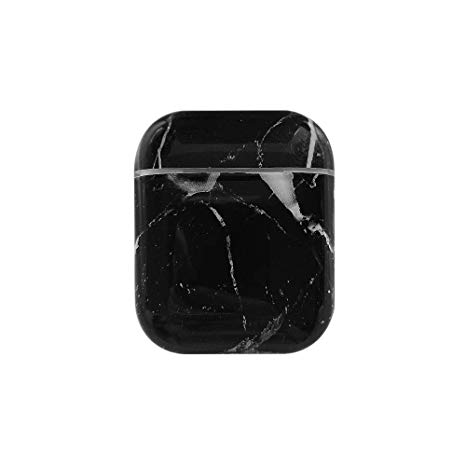 AirPods Case Protective, Mangix Marble Design PC [Support Wireless Charging] Dustproof Cover and Case for Apple AirPods (Marble/Black)
