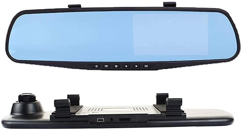 Maybe Daily Mirror Dash Cam for Cars, Waterproof Backup Camera Rear View Mirror Camera, 4.3" inch Car Camera Dual Lens Cam Night