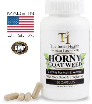 Horny Goat Weed Extract 120 Capsules with Maca Root Tongkat Ali and Saw Palmetto - Natural Libido Booster for Women and Men - Made in USA - Premium Supplement You Can Trust