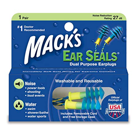 Mack's Unisex's Seals Ear Plugs (1 Pair) -Blue/Yellow
