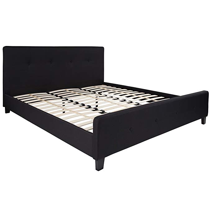 Flash Furniture Tribeca King Size Tufted Upholstered Platform Bed in Black Fabric