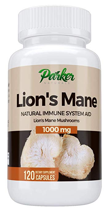 Premium Lion's Mane Mushroom Capsules by Parker Naturals Supports Immune System Health. Nature's Original Superfood. 120 Capsules