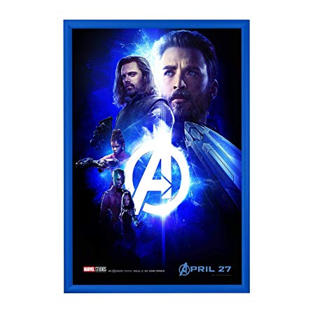 SnapeZo Poster Frame 24x36 Inch, Blue 1.2" Aluminum Profile, Front-Loading Snap Frame, Wall Mounting, Sleek Series