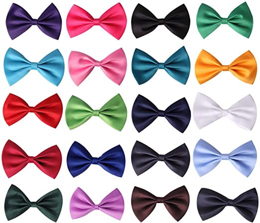 20pcs Pre-tied Bow ties,Solid Color Adjustable Bow Tie Collection, For Kids And Boys（10 Mixed Color, 2 of each color）