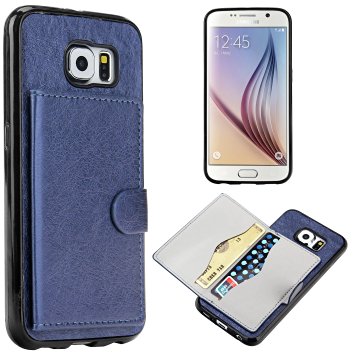 Samsung Galaxy s6 case, Iwotou Samsung Galaxy s6 Wallet Credit Card Holder Case for Samsung Galaxy S6(Galaxy S6, blue)