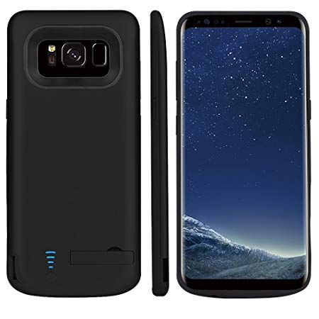RUNSY Samsung Galaxy S8 Battery Case, 5000mAh Rechargeable Extended Battery Charging Case, External Battery Charger Case, Backup Power Bank Case with Kickstand (5.8 inch)