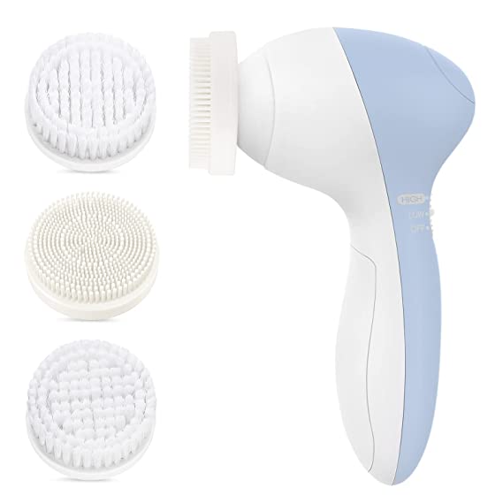 Facial Cleansing Brush Face Scrubber: COSLUS 3in1 JBK-D Electric Exfoliating Spin Cleanser Device Waterproof Deep Cleaning Exfoliation Rotating Spa Machine - Electronic Acne Skin Wash Spinning System