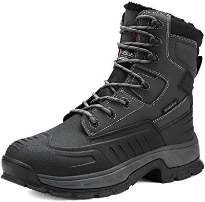 NORTIV 8 Men's Insulated Waterproof Construction Rubber Sole Winter Snow Skii Boots