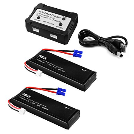 XCSOURCE 2pcs 7.4V 2700mAh 10C Lipo Battery   2 in 1 Battery Balance Charger for Hubsan H501S Quadcopter BC658