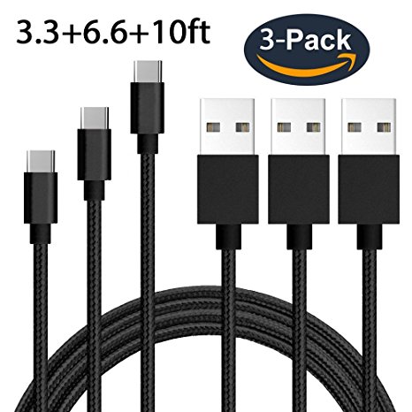 USB Type C Cable, 3-PACK USB C to USB 3.0 cable, High Speed, for Samsung Galaxy S8, S8 , the new MacBook, Google Pixel, Nexus 6P, LG V20 G5, HTC 10 and More (3pack 3.3ft/6.6ft/10ft)