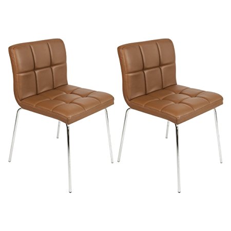 Apontus Modern PU Leather Dining Side Chair, Set of 2 (Mocha)